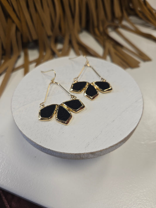 Black Suede Geo Earrings