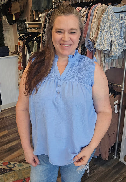 Smocked Ruffle Tank