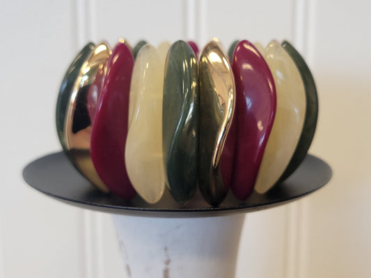 Multi Colored Long Beaded Stretch Bracelet
