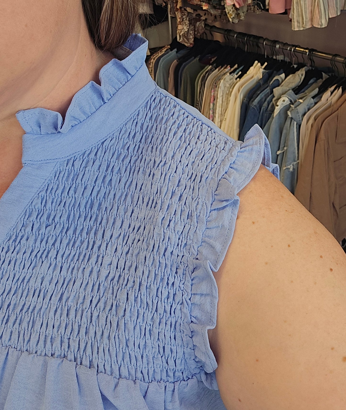 Smocked Ruffle Tank