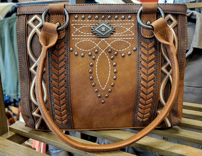 Brown Embroidered Western Purse