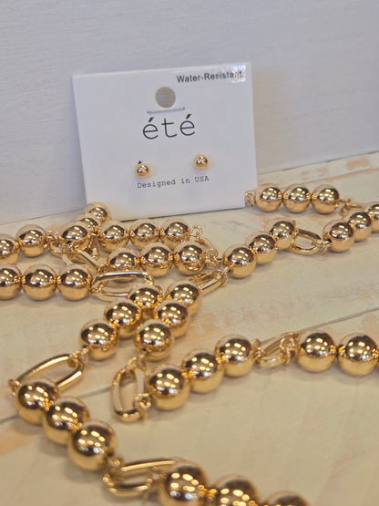 34" Beaded & Open Oval Necklace