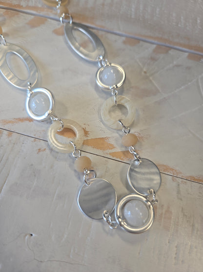 Silver and taupe Long Necklace