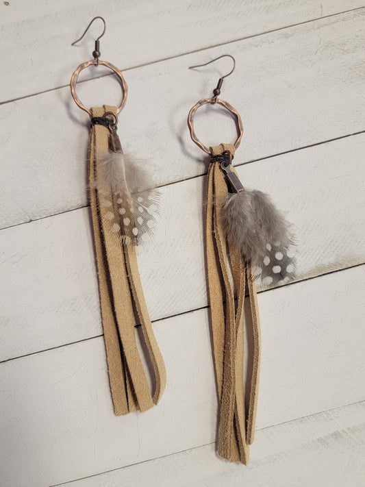 Boho Tassel & Spotted Feather Earrings