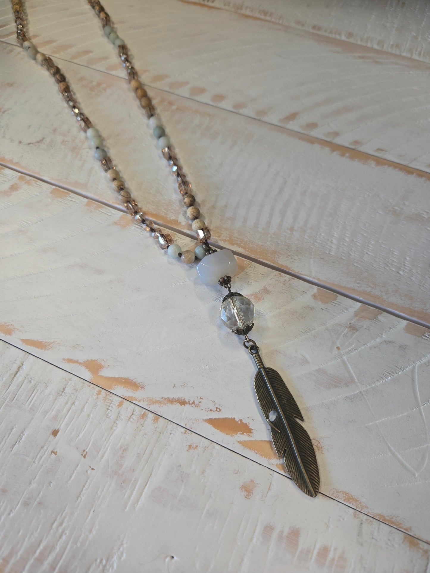 Feather Pendant Long Necklace