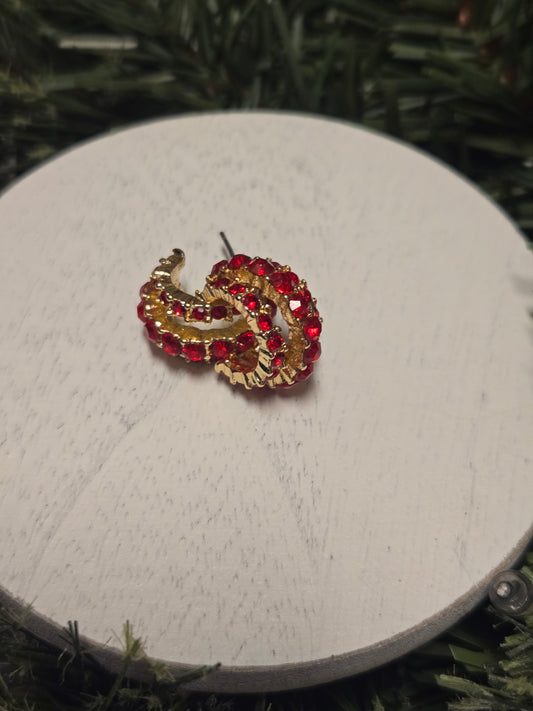Red Rhinestone Hoop Earrings