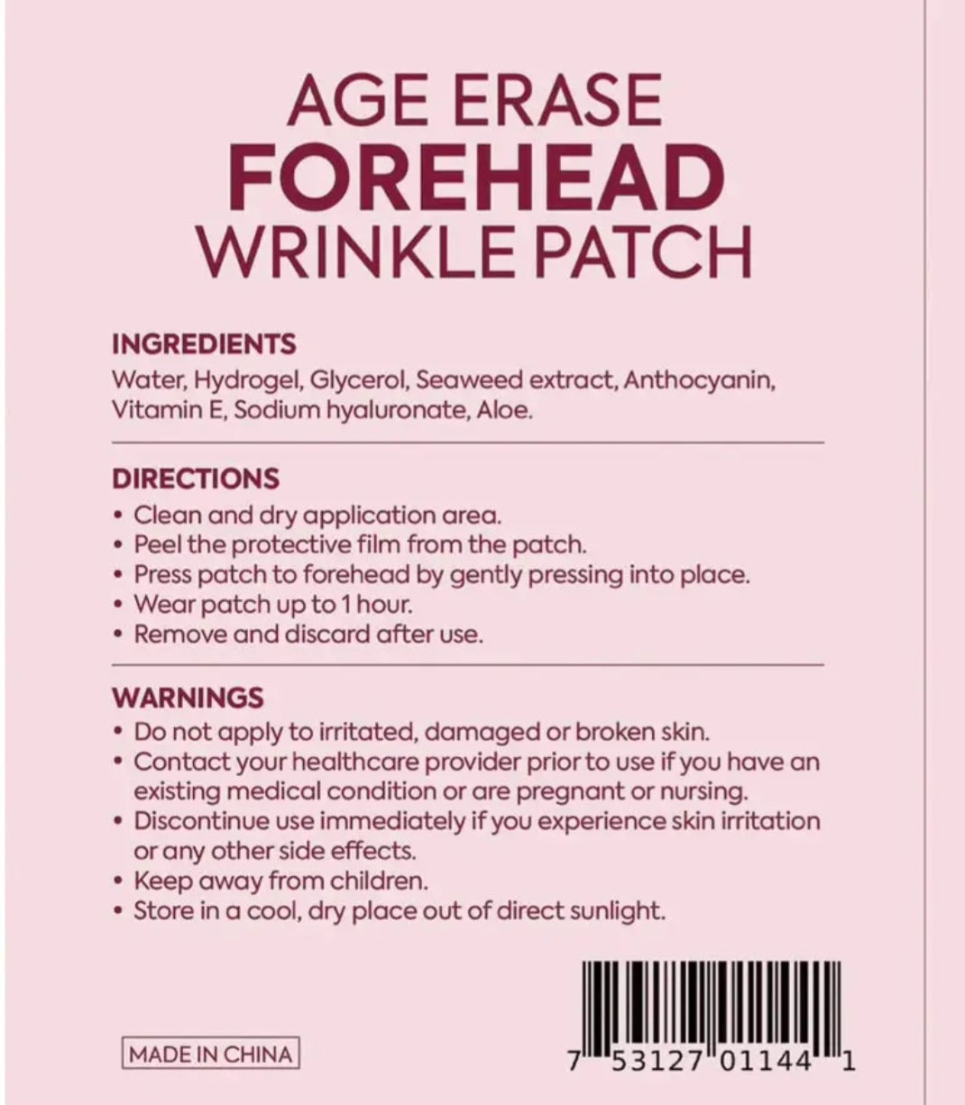Age Erase Forehead Wrinkle Patch