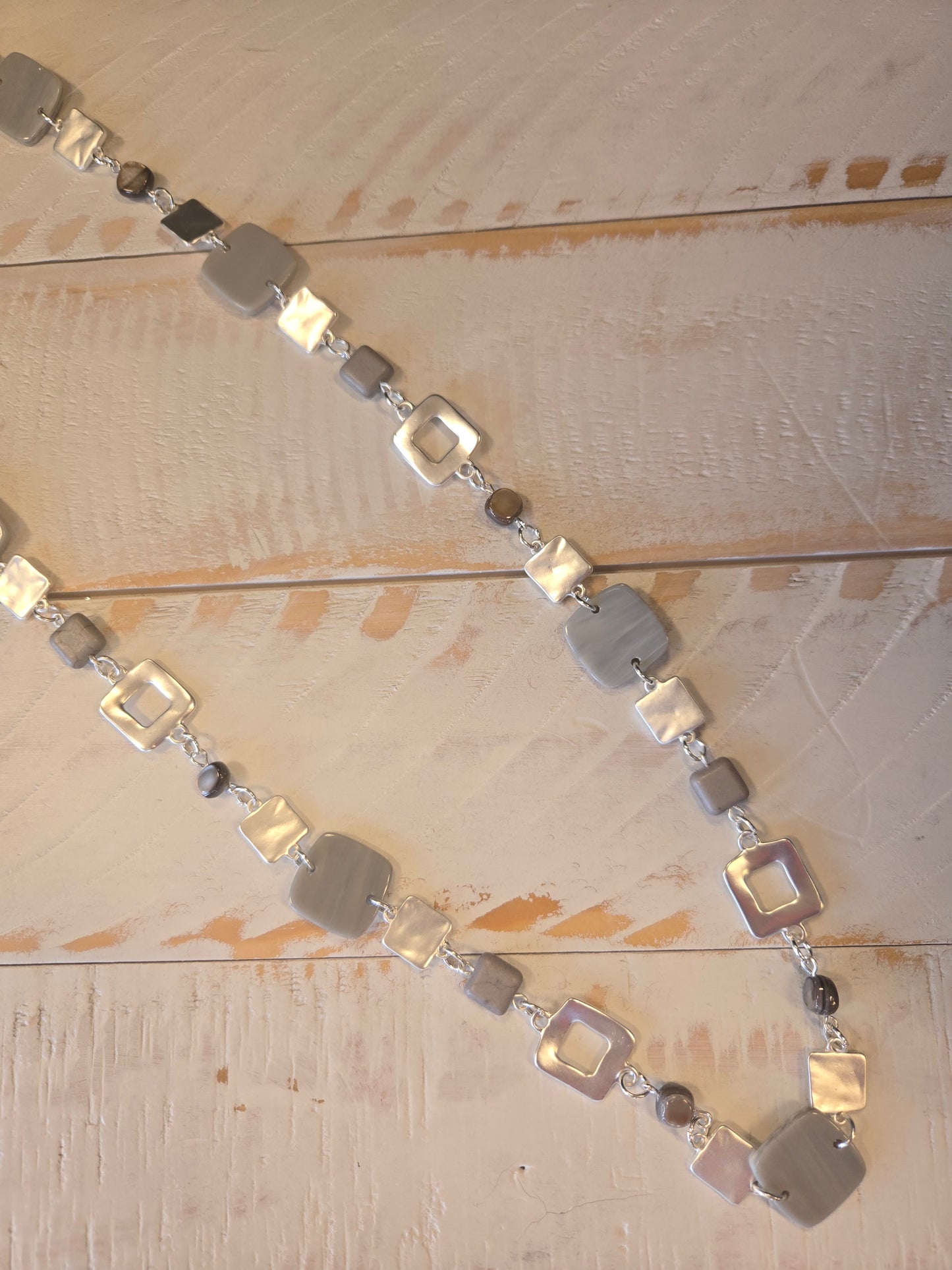 Grey and Silver Square Necklace