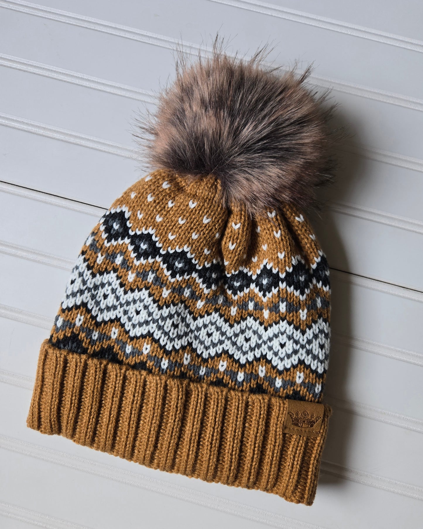 Snowflake + Heart Knit Pom Beanie