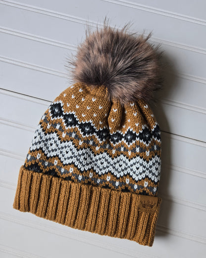 Snowflake + Heart Knit Pom Beanie
