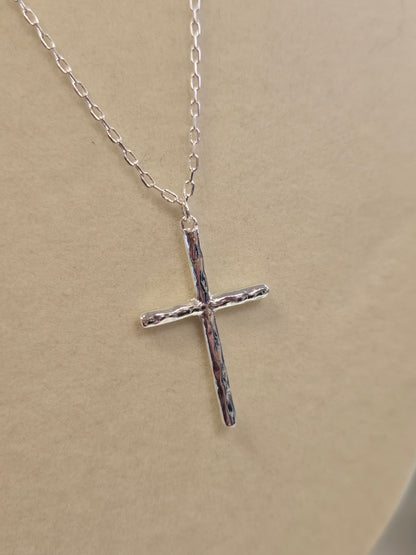 Thin Silver Cross Necklace