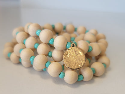 Natural Wood Beaded Set of Bracelet