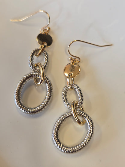 Coin With Textured 3 Drop Earring