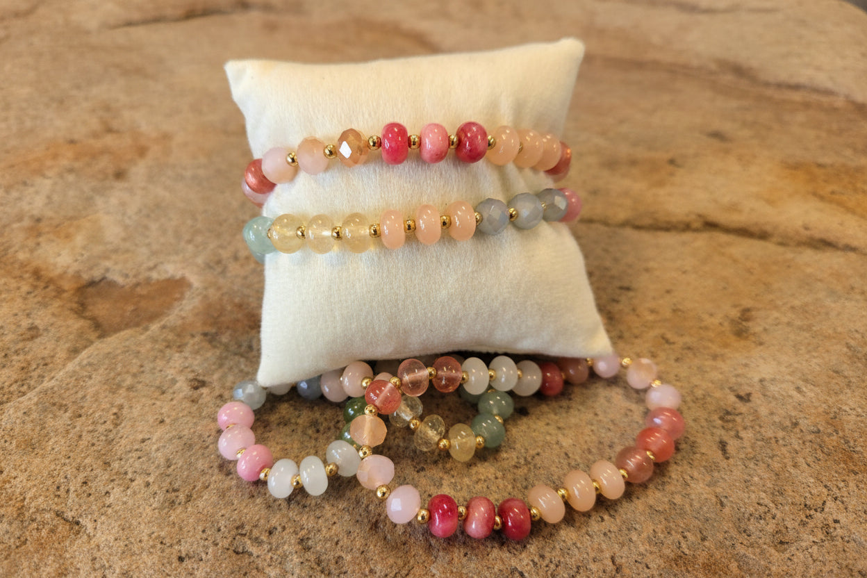 Natural Stone Beaded Stretch Bracelet