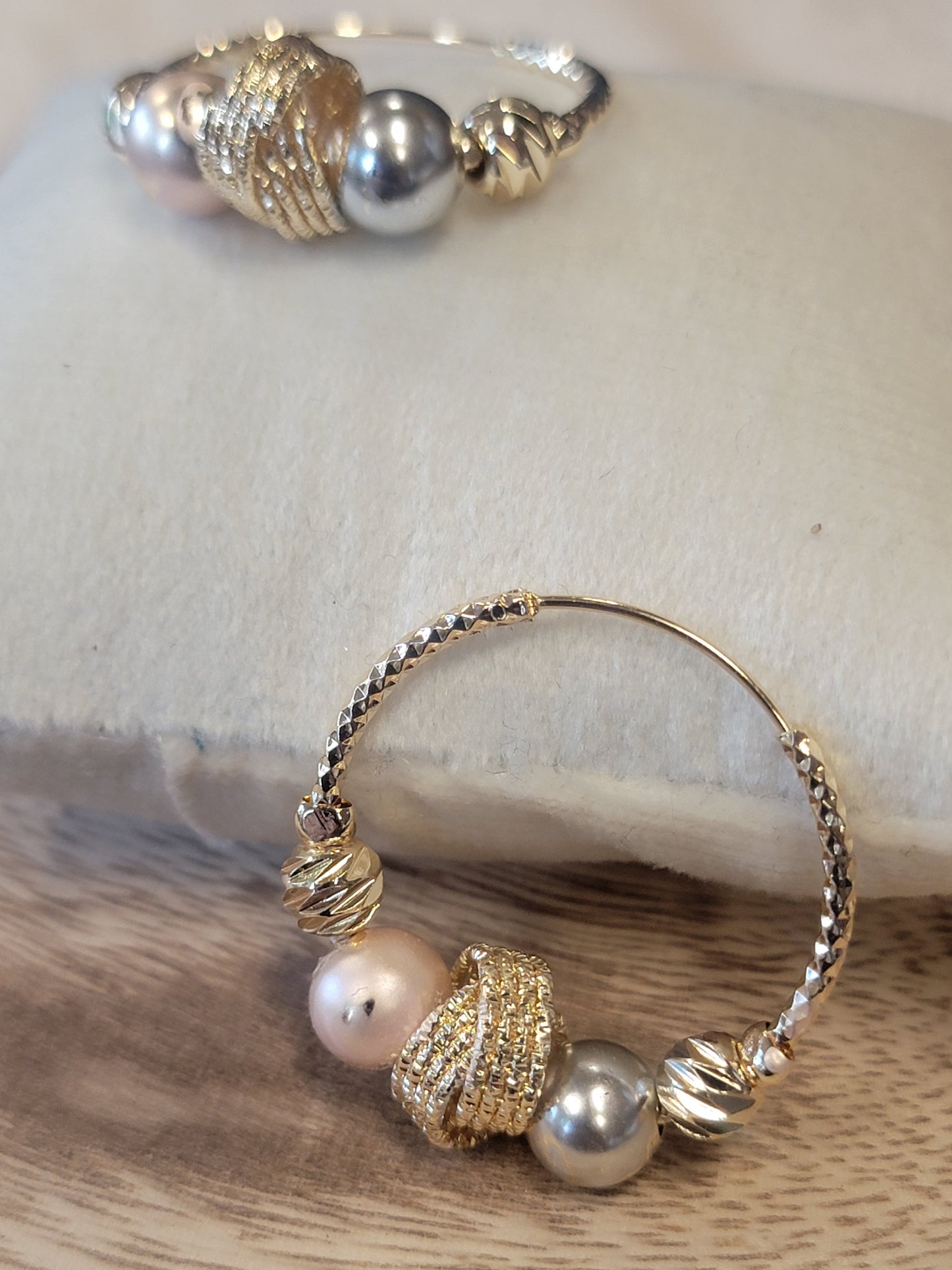 Textured Beaded Hoop Earrings