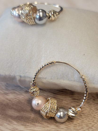 Textured Beaded Hoop Earrings