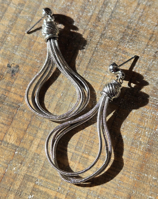 Silver Textured Wire Earrings