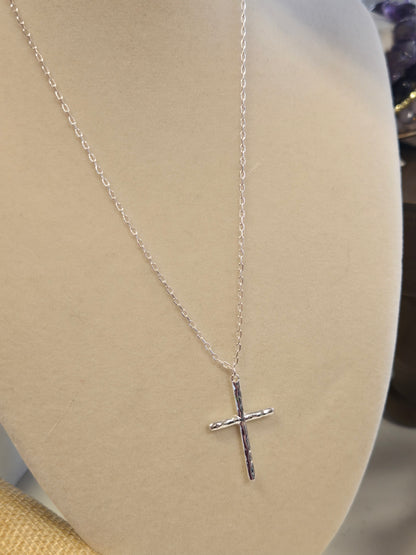 Thin Silver Cross Necklace