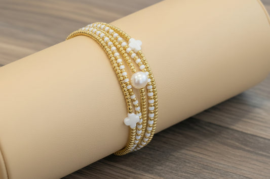 Dainty Gold Beaded Bracelet Set