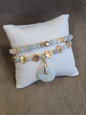 Light Blue and Gold Stone Bracelet Set