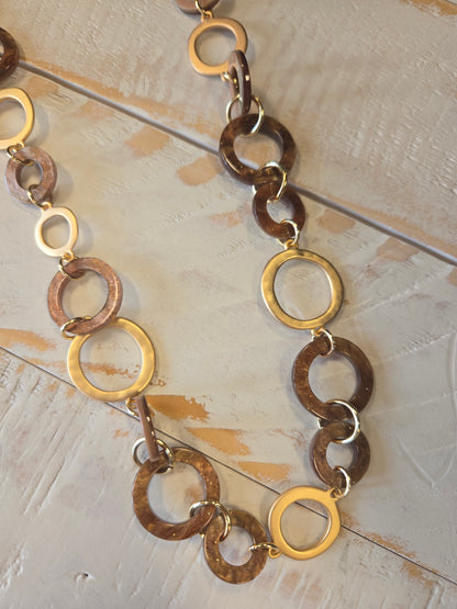 Brown & Gold Circle Neklace