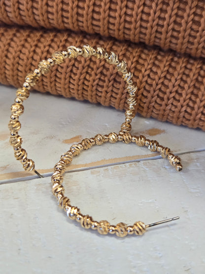 Twisted Bead Hoop Earring