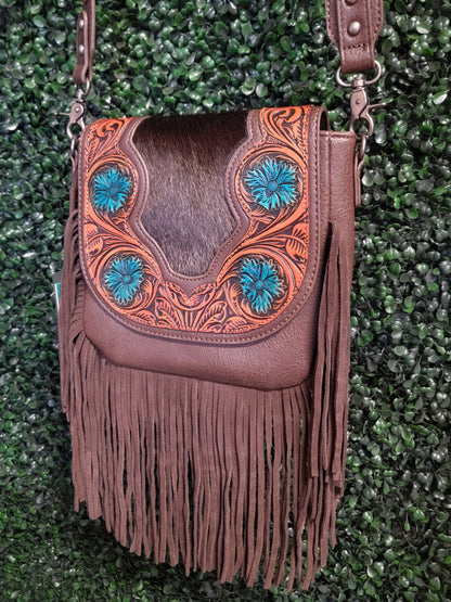 Turquoise Floral & Fringe Purse