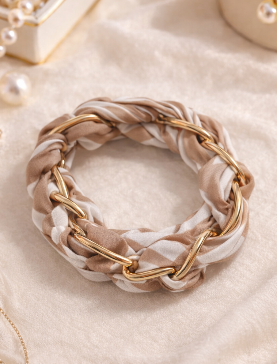 Threaded Gold Chain Tie Bracelet