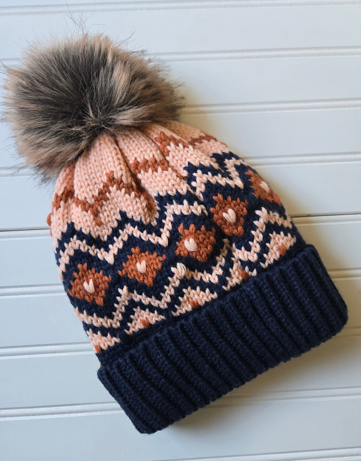 Knit Faux Fur Pom Beanie