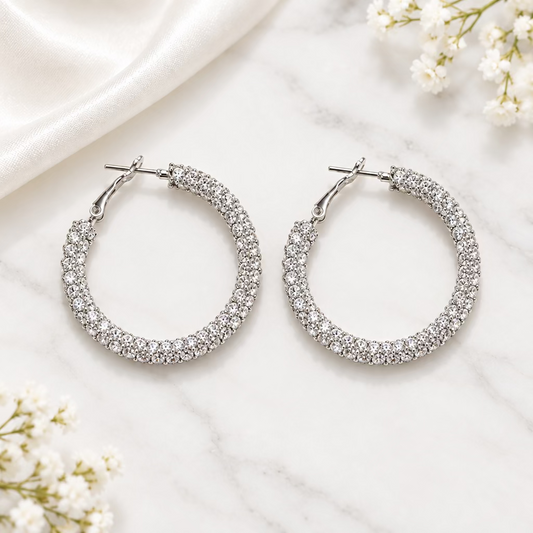 Wrapped Rhinestone Hoop Earrings