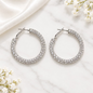 Wrapped Rhinestone Hoop Earrings