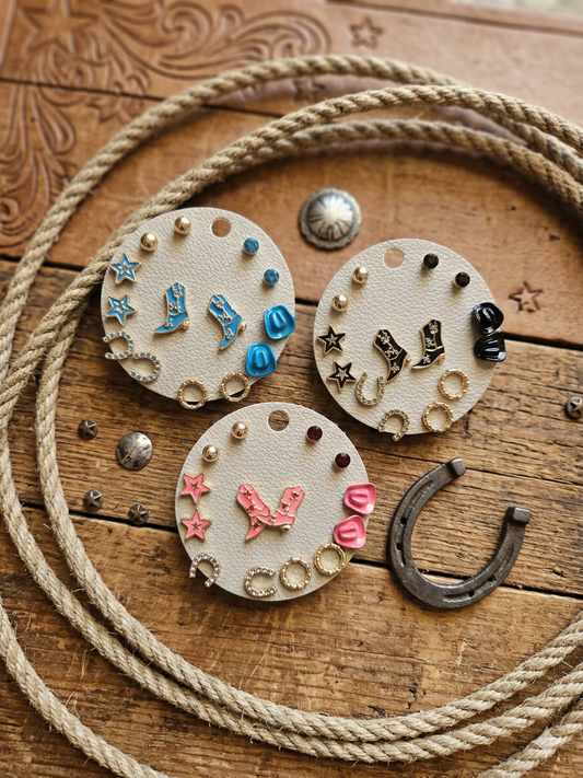 Western Set of 7 Stud Earrings