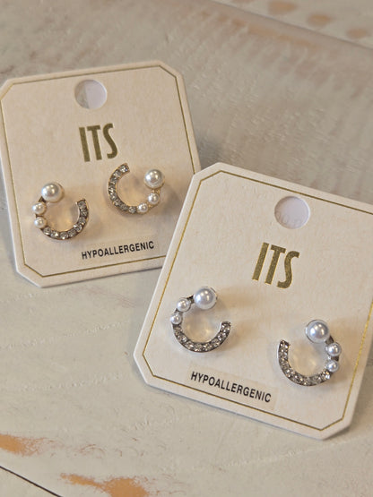 Pearl and Rhinestone Studs