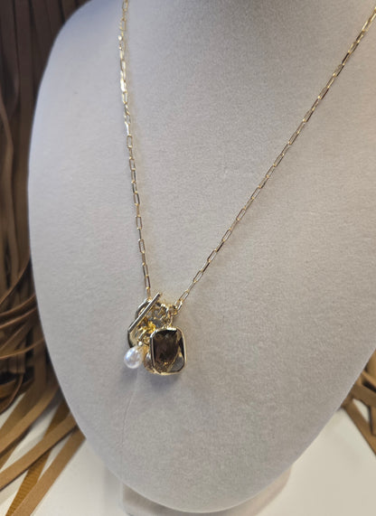 Natural Stone Charm Necklace