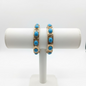 Gold Stretch Bangle Bracelet with Oval Turquoise