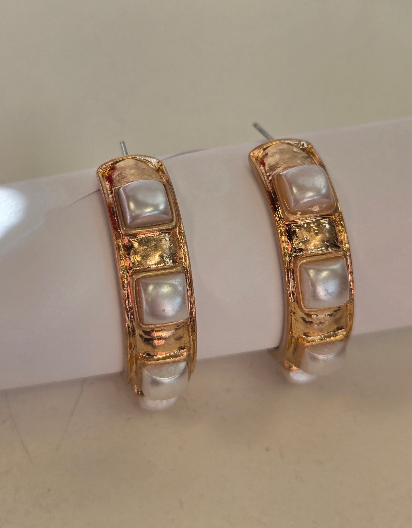 Square Pearl Hoops