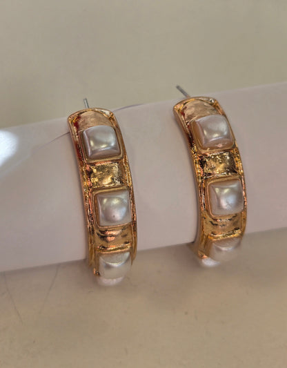 Square Pearl Hoops
