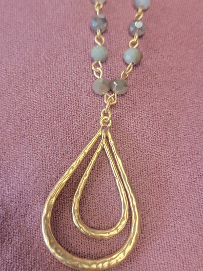 Gold Hammered Bead Necklace
