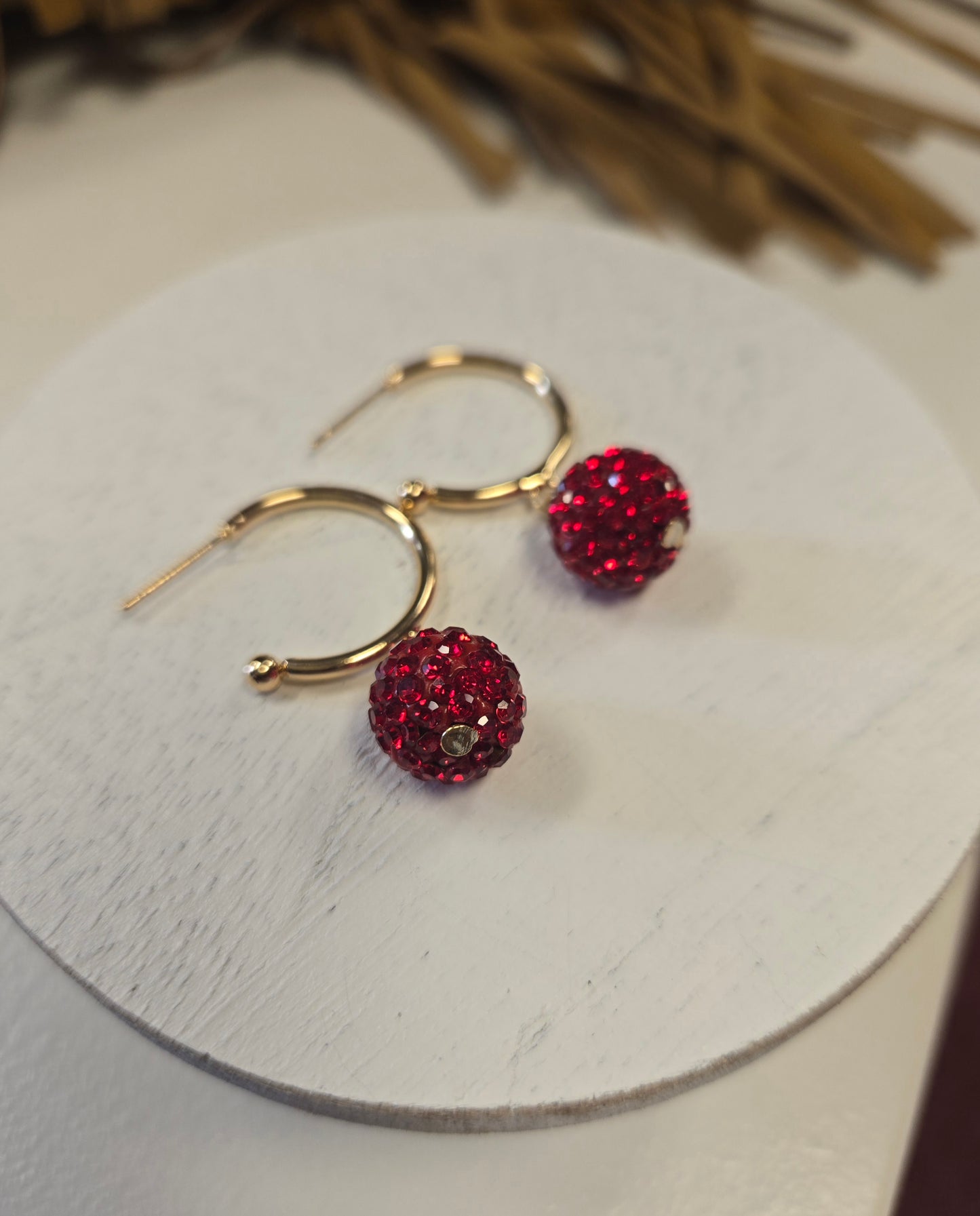 Christmas Gold Hoop with Red Ball