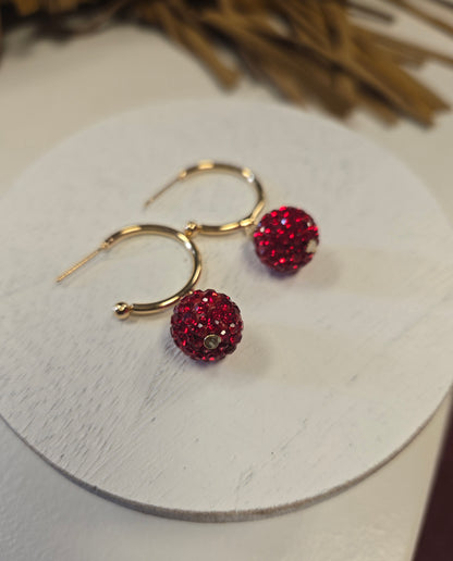 Christmas Gold Hoop with Red Ball