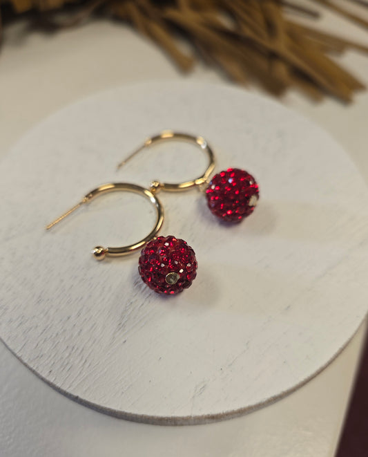Christmas Gold Hoop with Red Ball