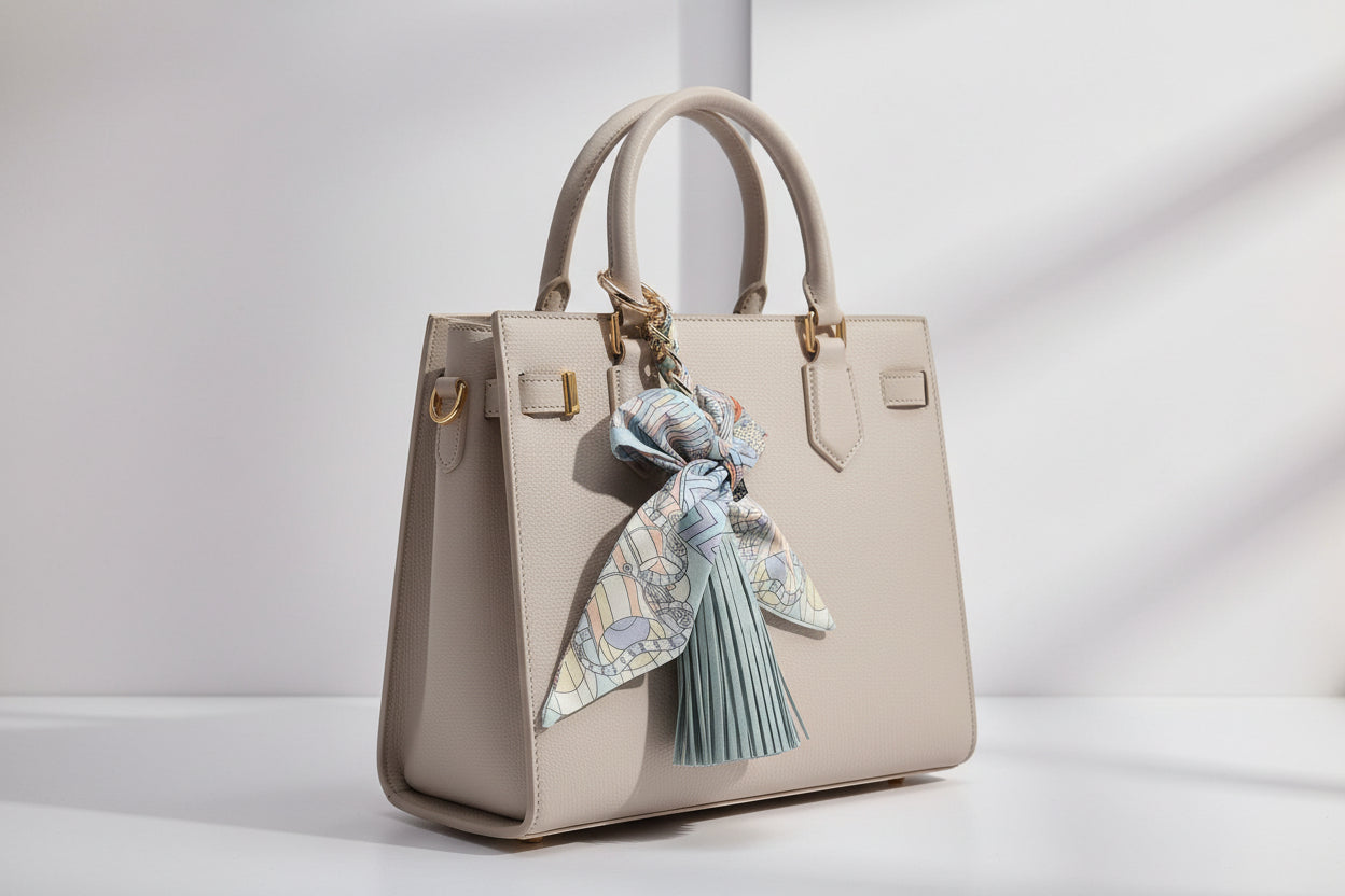 Braided Scarf and Tassell Bag Charm