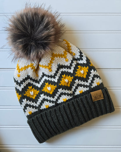 Knit Faux Fur Pom Beanie
