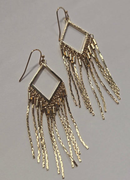 Gold Diamond Tassel Earrings