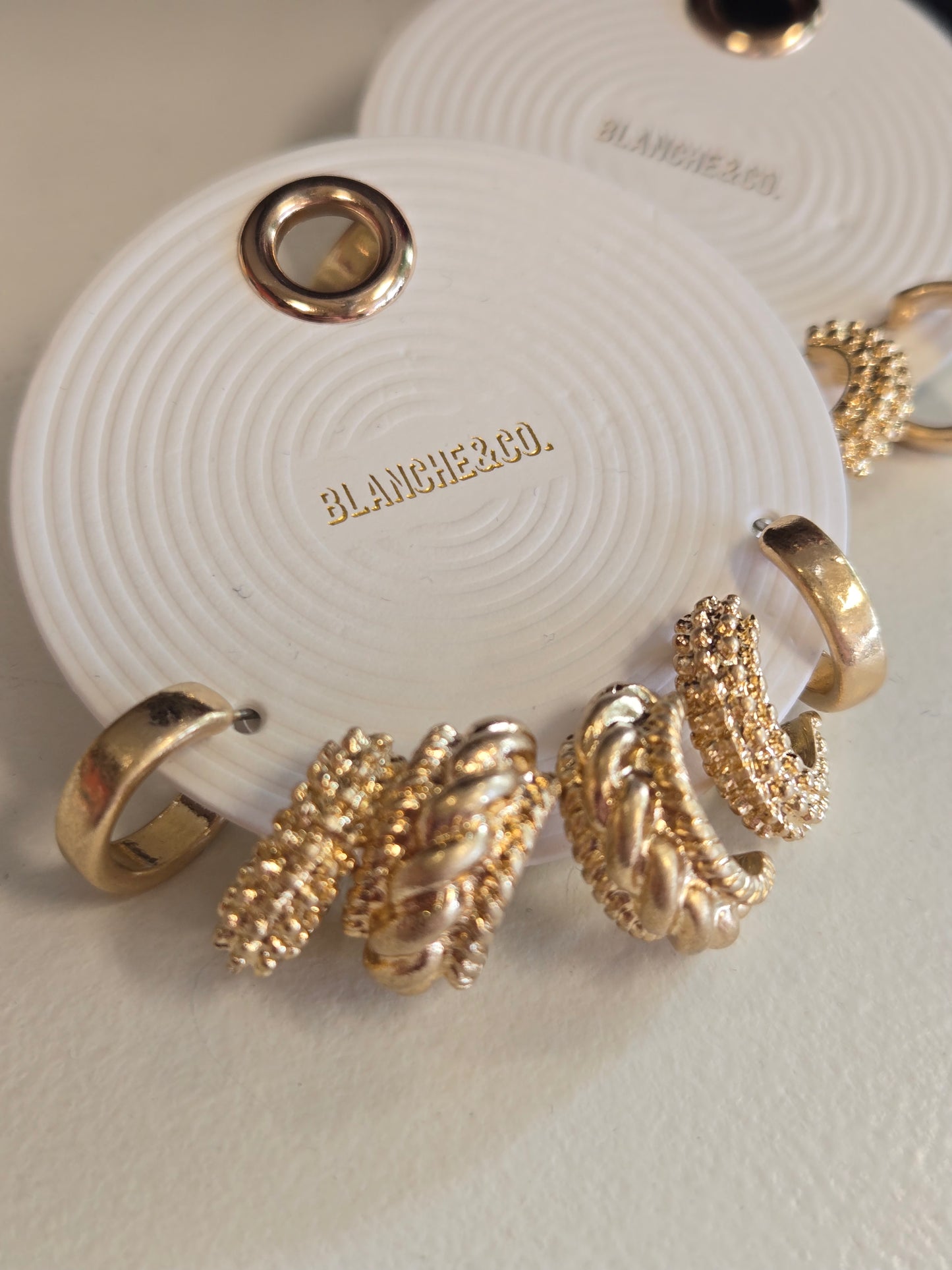 Worn Gold Textured Hoop Set