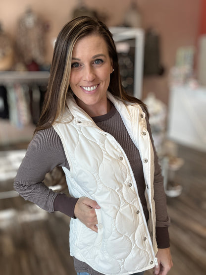 Ivory Quilted Puffer Vest