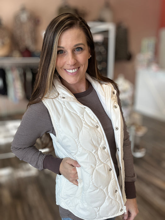 Ivory Quilted Puffer Vest