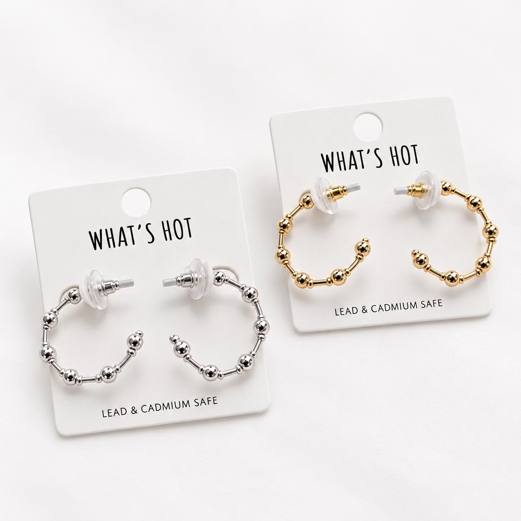 Beaded 1" Hoop Earrings