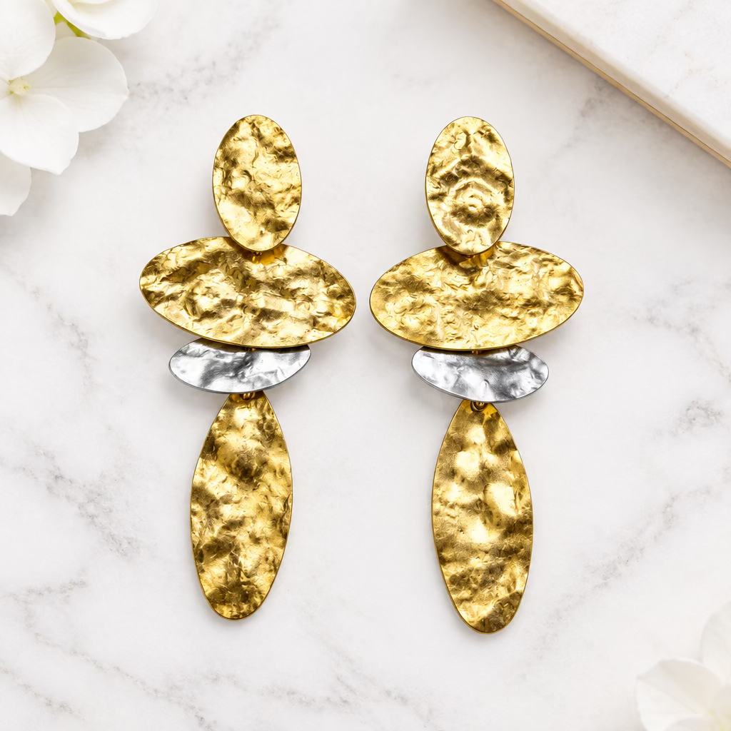 Geometric Hammered Earrings