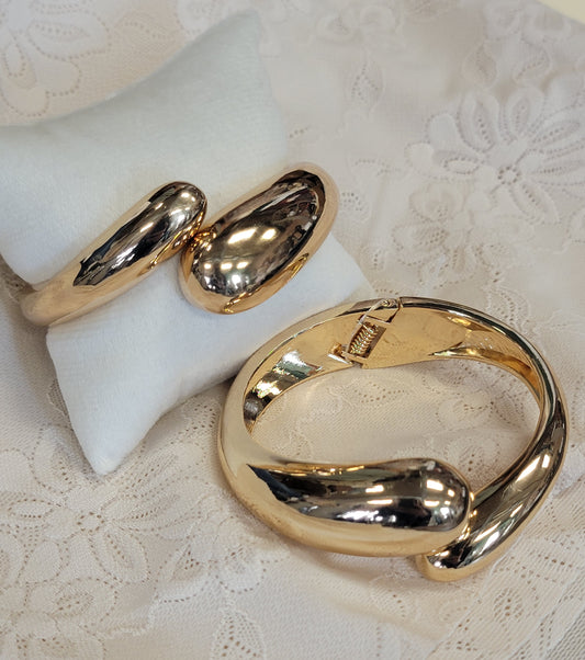 Gold Metal Hinged Cuff Bracelet